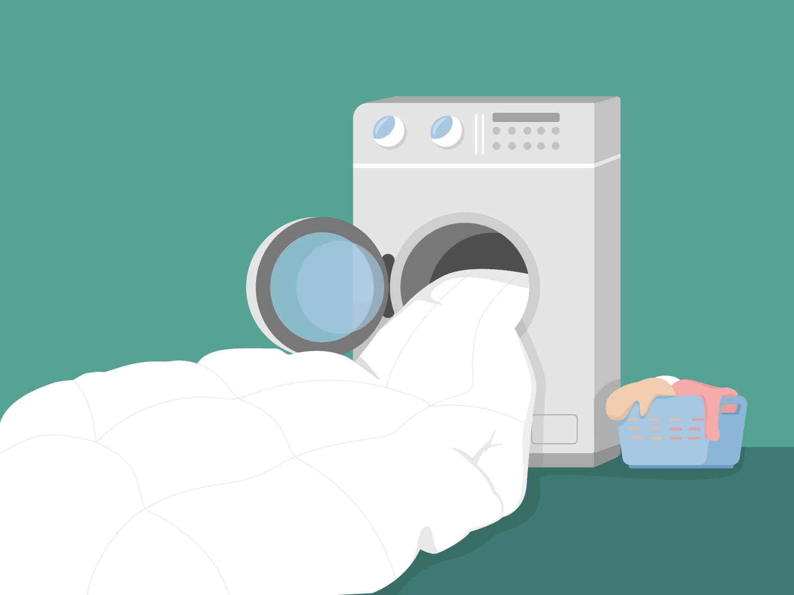 Bettdecke waschen: Der Großteil aller Bettdecken kann in einer 7 kg-Waschmaschine gewaschen werden.