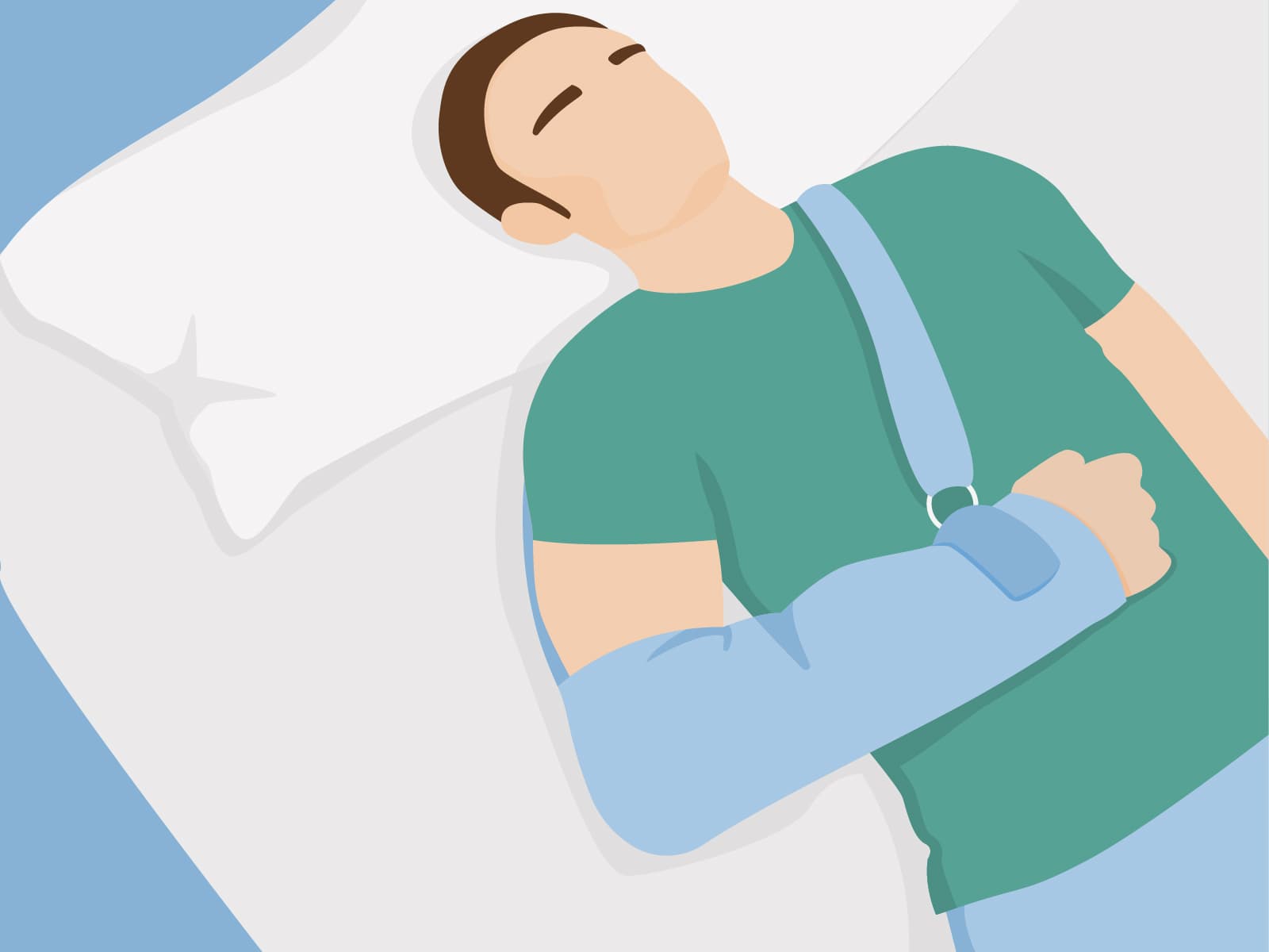 Schlafen nach Schulter-OP: Auch wenn die Schulter äußerlich bereits verheilt scheint, können nachts noch Schmerzen auftreten.